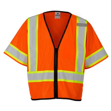 ML Kishigo Class 3 Vests Single Pocket Contrasting Mesh Vest - Large-XLarge - Orange - 1566L
