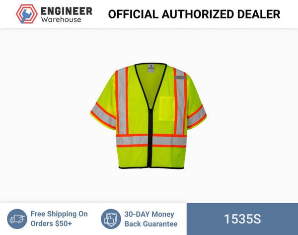 ML Kishigo Class 3 Vests Single Pocket Contrasting Mesh Vest - Small-Medium - Lime - 1565S