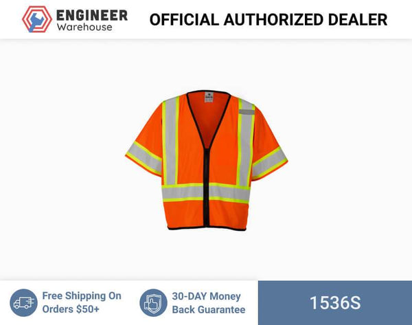 ML Kishigo Class 3 Vests Single Pocket Contrasting Mesh Vest - Small-Medium - Orange - 1566S