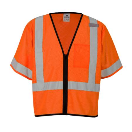 ML Kishigo Class 3 Vests Single Pocket Zipper Vest- Economy - Large-XLarge - Orange - 1568L