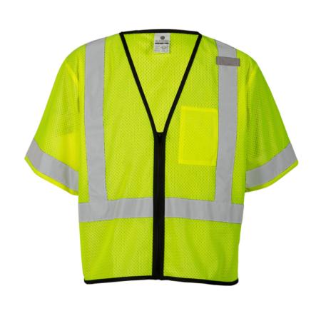 ML Kishigo Class 3 Vests Single Pocket Zipper Vest- Economy - Small-Medium - Lime - 1567S