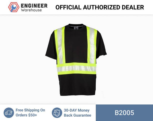 ML Kishigo Enhanced Visibility Vests Enhanced Visibility Contrast T-shirt - 5XLarge - Black/ Lime - B2005