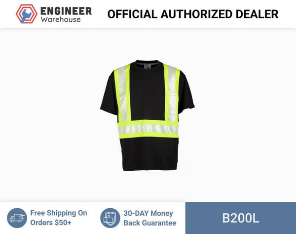 ML Kishigo Enhanced Visibility Vests Enhanced Visibility Contrast T-shirt - Large - Black/ Lime - B200L