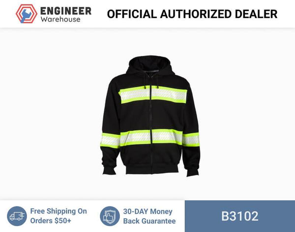 ML Kishigo Enhanced Visibility Vests Enhanced Visibility Heavyweight Hoodie - 2XLarge - Black/ Lime - B3102
