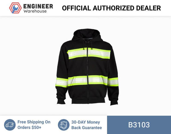 ML Kishigo Enhanced Visibility Vests Enhanced Visibility Heavyweight Hoodie - 3XLarge - Black/ Lime - B3103