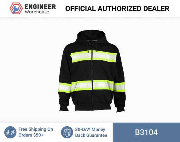 ML Kishigo Enhanced Visibility Vests Enhanced Visibility Heavyweight Hoodie - 4XLarge - Black/ Lime - B3104