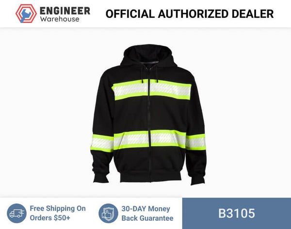 ML Kishigo Enhanced Visibility Vests Enhanced Visibility Heavyweight Hoodie - 5XLarge - Black/ Lime - B3105