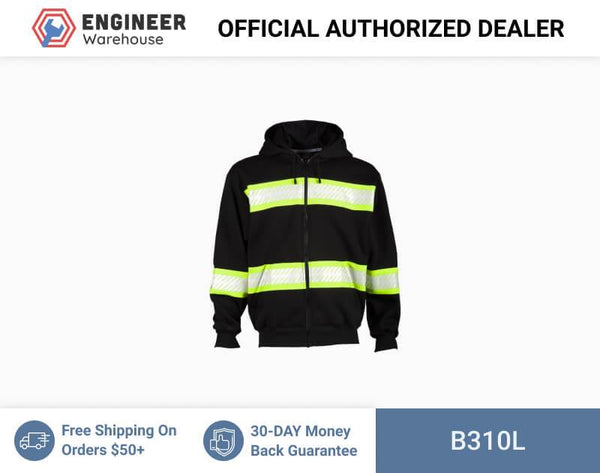 ML Kishigo Enhanced Visibility Vests Enhanced Visibility Heavyweight Hoodie - Large - Black/ Lime - B310L