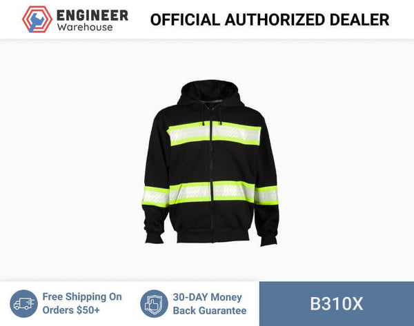 ML Kishigo Enhanced Visibility Vests Enhanced Visibility Heavyweight Hoodie - XLarge - Black/ Lime - B310X