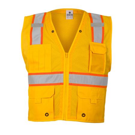 ML Kishigo Enhanced Visibility Vests Enhanced Visibility Multi Pocket Mesh Vest - 2XLarge-3XLarge - Yellow/ Orange - B1062