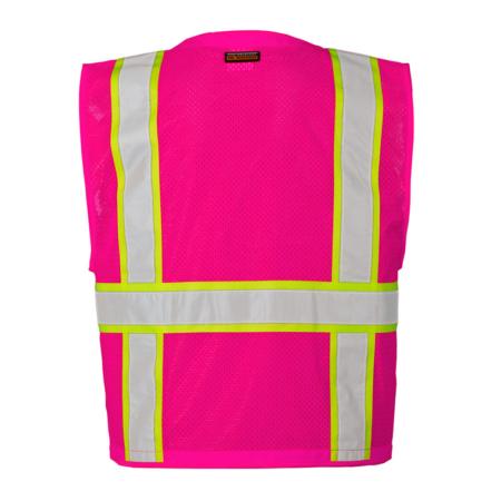 ML Kishigo Enhanced Visibility Vests Enhanced Visibility Multi Pocket Mesh Vest - 4XLarge-5XLarge - Pink/ Lime - B1074