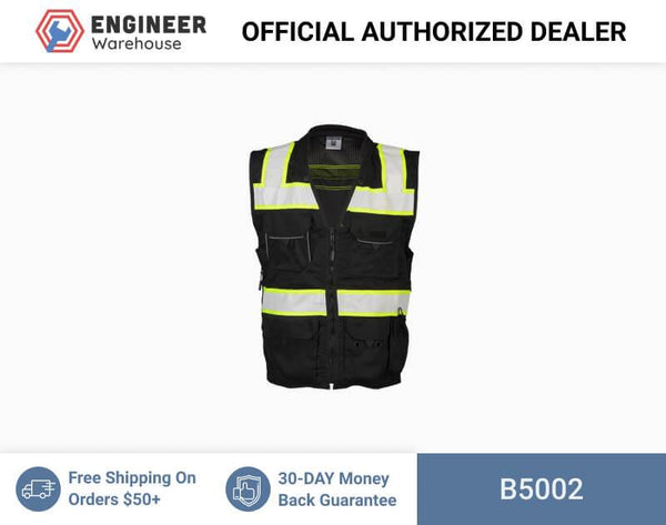 ML Kishigo Enhanced Visibility Vests Enhanced Visibility Professional Utility Vest - 2XLarge - Black/ Lime - B5002