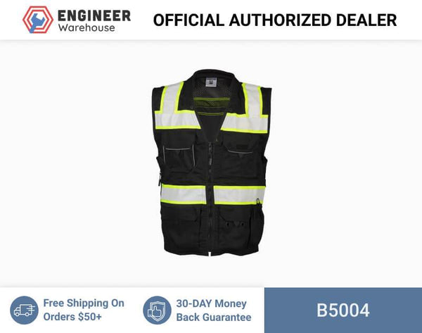 ML Kishigo Enhanced Visibility Vests Enhanced Visibility Professional Utility Vest - 4XLarge - Black/ Lime - B5004