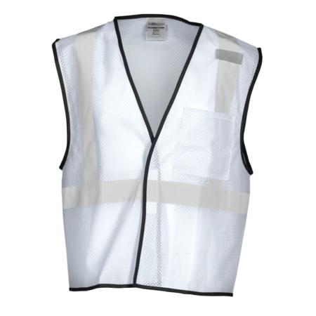 ML Kishigo Enhanced Visibility Vests Enhanced Visibility Single Pocket Mesh Vest - Economy - 2XLarge-3XLarge - White - B1242