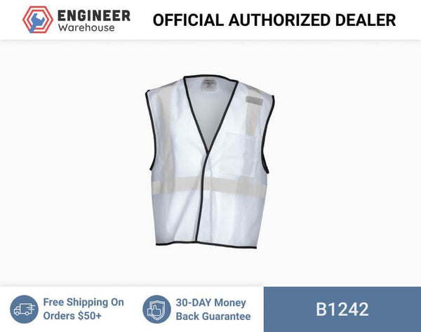 ML Kishigo Enhanced Visibility Vests Enhanced Visibility Single Pocket Mesh Vest - Economy - 2XLarge-3XLarge - White - B1242