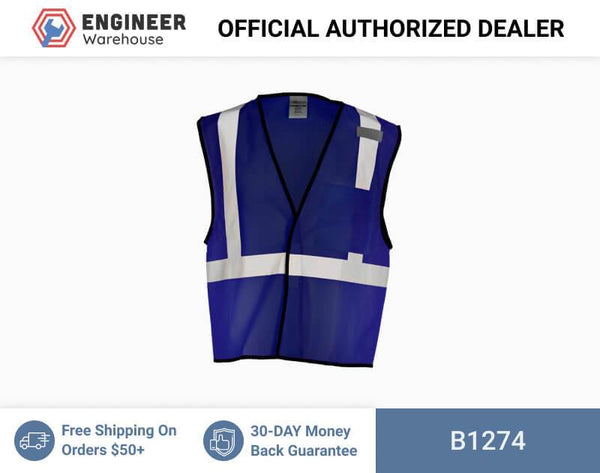 ML Kishigo Enhanced Visibility Vests Enhanced Visibility Single Pocket Mesh Vest - Economy - 4XLarge-5XLarge - Navy Blue - B1274