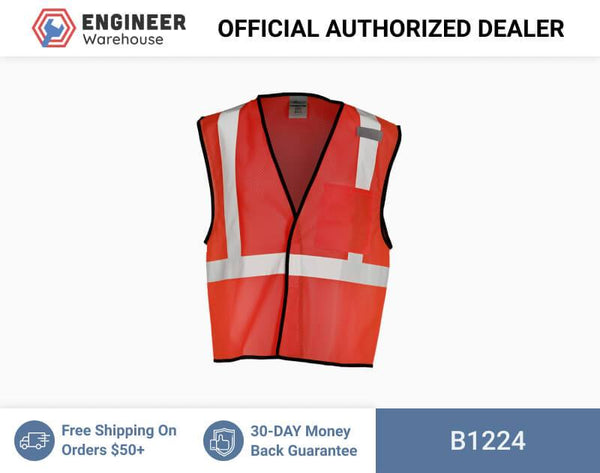 ML Kishigo Enhanced Visibility Vests Enhanced Visibility Single Pocket Mesh Vest - Economy - 4XLarge-5XLarge - Red - B1224