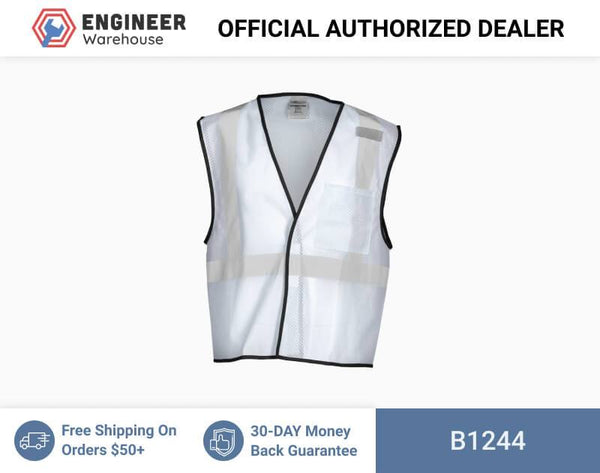 ML Kishigo Enhanced Visibility Vests Enhanced Visibility Single Pocket Mesh Vest - Economy - 4XLarge-5XLarge - White - B1244
