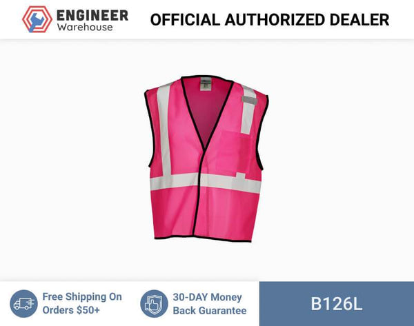 ML Kishigo Enhanced Visibility Vests Enhanced Visibility Single Pocket Mesh Vest - Economy - Large-XLarge - Pink - B126L