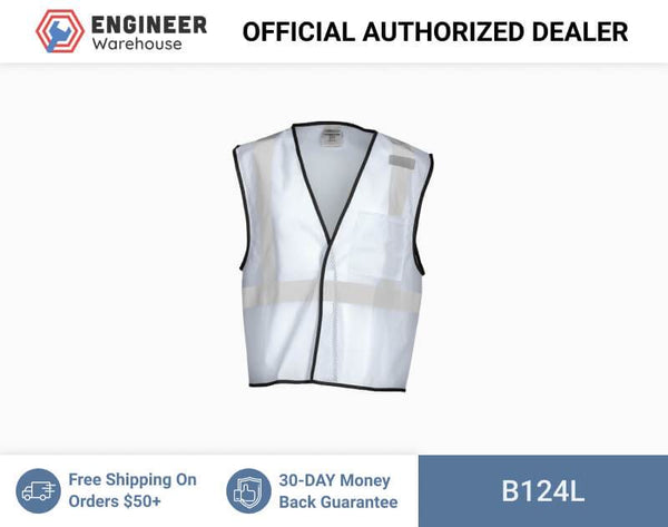 ML Kishigo Enhanced Visibility Vests Enhanced Visibility Single Pocket Mesh Vest - Economy - Large-XLarge - White - B124L