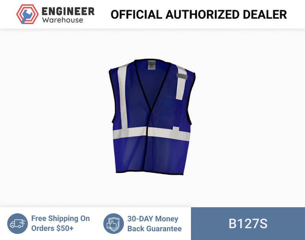 ML Kishigo Enhanced Visibility Vests Enhanced Visibility Single Pocket Mesh Vest - Economy - Small-Medium - Navy Blue - B127S