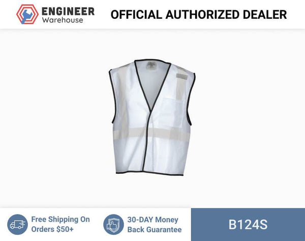 ML Kishigo Enhanced Visibility Vests Enhanced Visibility Single Pocket Mesh Vest - Economy - Small-Medium - White - B124S