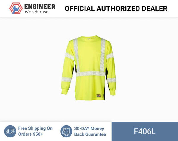 ML Kishigo Flame Resistant Premium Black Series FR Long Sleeve T-Shirt - Large - Lime - F406L