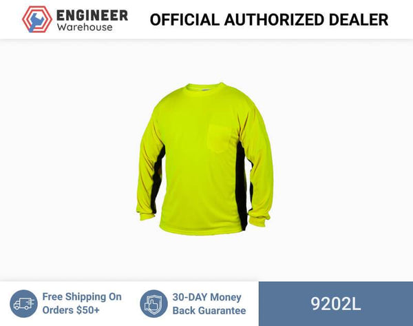 ML Kishigo Non-ANSI T-Shirts Premium Black Series Long Sleeve T-Shirt - Large - Lime - 9202L