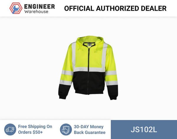 ML Kishigo Outerwear Hoodie Sweatshirt with Zipper - Large - Lime - JS102L
