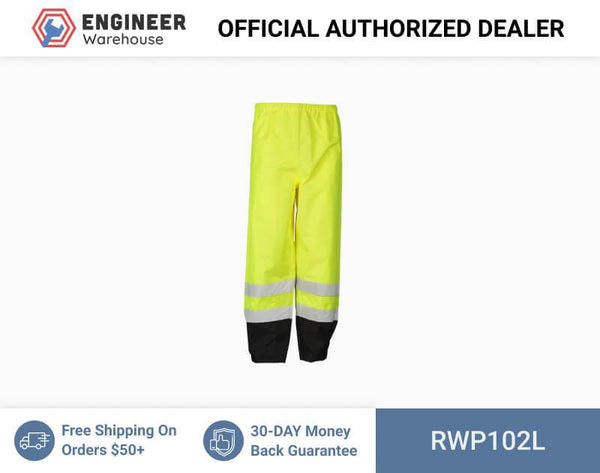 ML Kishigo Rainwear Storm Cover Rainwear - Large-XLarge - Lime Pants - RWP102L