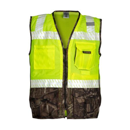 ML Kishigo Specialty Vests Premium Brilliant Series Heavy Duty Vest - Mossy Oak - 3XLarge - Lime - 15233