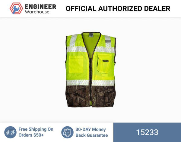 ML Kishigo Specialty Vests Premium Brilliant Series Heavy Duty Vest - Mossy Oak - 3XLarge - Lime - 15233