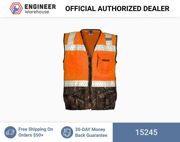 ML Kishigo Specialty Vests Premium Brilliant Series Heavy Duty Vest - Mossy Oak - 5XLarge - Orange - 15245