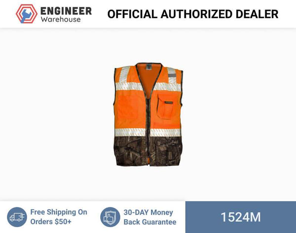 ML Kishigo Specialty Vests Premium Brilliant Series Heavy Duty Vest - Mossy Oak - Medium - Orange - 1524M
