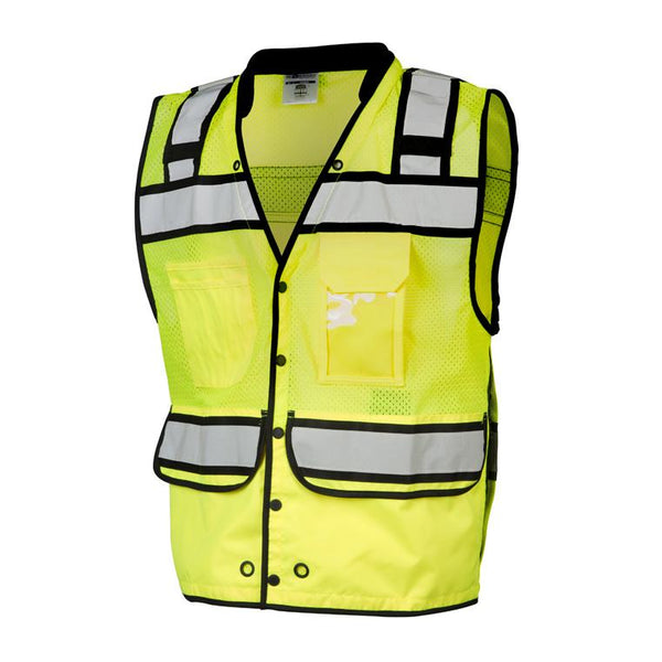 ML Kishigo Surveyor Vests High Performance Surveyors Snap Vest- Class 2 - 4XLarge - Lime - S50064