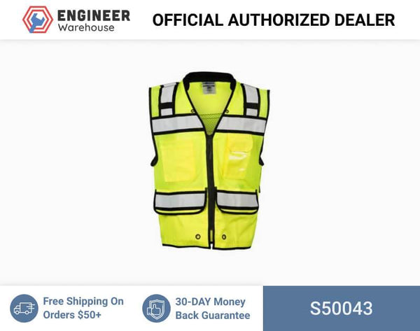 ML Kishigo Surveyor Vests High Performance Surveyors Zipper Vest- Class 2 - 3XLarge - Lime - S50043