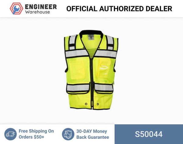 ML Kishigo Surveyor Vests High Performance Surveyors Zipper Vest- Class 2 - 4XLarge - Lime - S50044