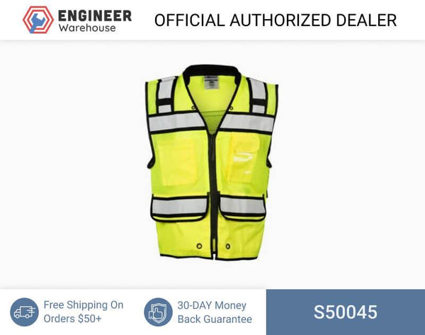 ML Kishigo Surveyor Vests High Performance Surveyors Zipper Vest- Class 2 - 5XLarge - Lime - S50045