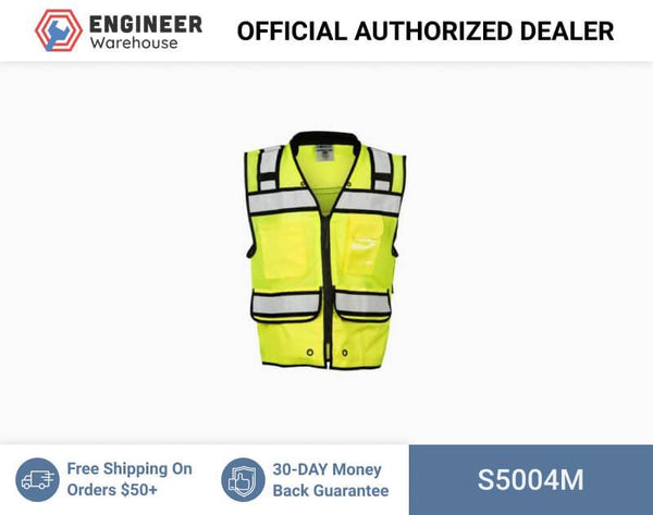 ML Kishigo Surveyor Vests High Performance Surveyors Zipper Vest- Class 2 - Medium - Lime - S5004M