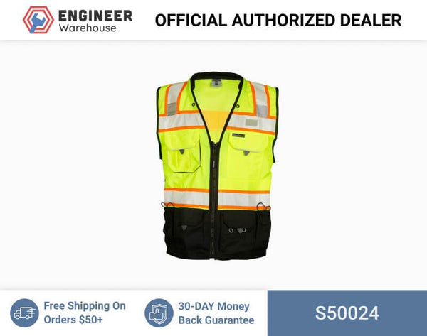 ML Kishigo Surveyor Vests Premium Black Series Surveyors Vest - 4XLarge - Lime - S50024