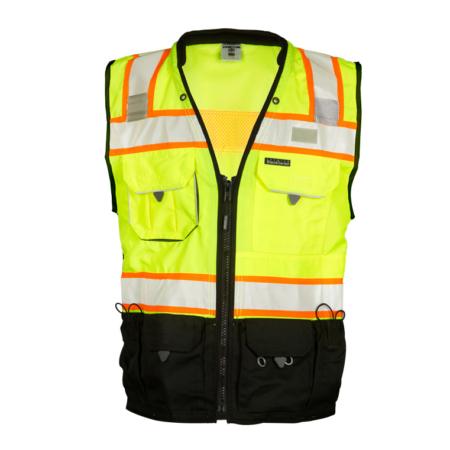 ML Kishigo Surveyor Vests Premium Black Series Surveyors Vest - 5XLarge - Lime - S50025