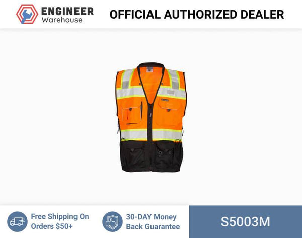 ML Kishigo Surveyor Vests Premium Black Series Surveyors Vest - Medium - Orange - S5003M