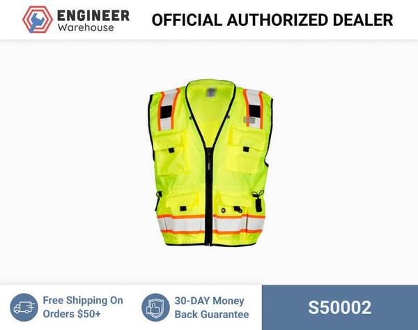 ML Kishigo Surveyor Vests Professional Surveyors Vest - Class 2 - 2XLarge - Lime - S50002