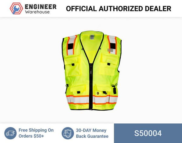 ML Kishigo Surveyor Vests Professional Surveyors Vest - Class 2 - 4XLarge - Lime - S50004