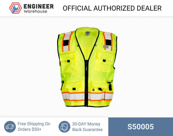 ML Kishigo Surveyor Vests Professional Surveyors Vest - Class 2 - 5XLarge - Lime - S50005