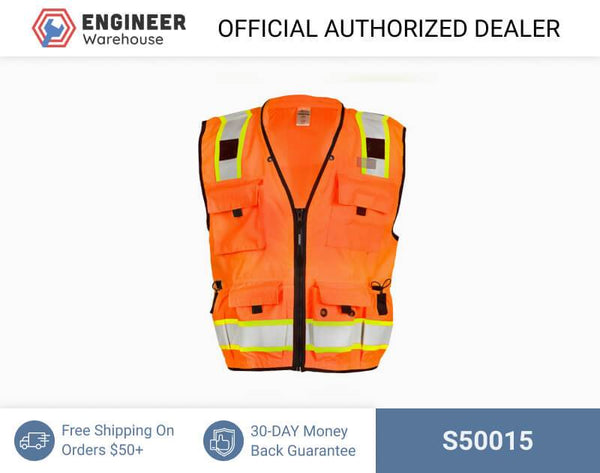 ML Kishigo Surveyor Vests Professional Surveyors Vest - Class 2 - 5XLarge - Orange - S50015