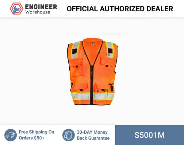 ML Kishigo Surveyor Vests Professional Surveyors Vest - Class 2 - Medium - Orange - S5001M