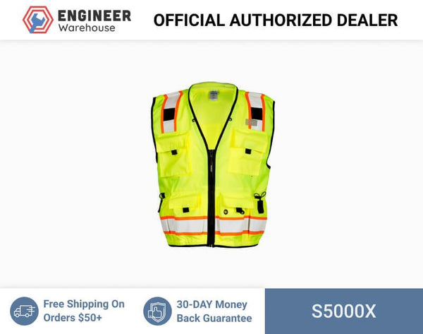 ML Kishigo Surveyor Vests Professional Surveyors Vest - Class 2 - XLarge - Lime - S5000X