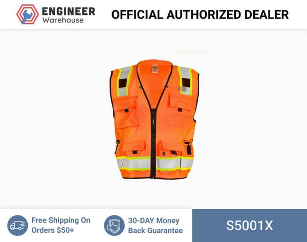 ML Kishigo Surveyor Vests Professional Surveyors Vest - Class 2 - XLarge - Orange - S5001X