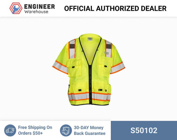 ML Kishigo Surveyor Vests Professional Surveyors Vest - Class 3 - 2XLarge - Lime - S50102